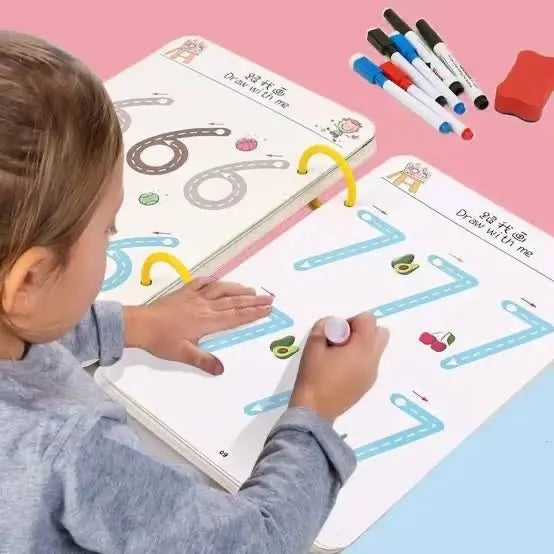 Reusable wipe-clean tracing book for toddlers