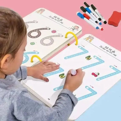 Reusable wipe-clean tracing book for toddlers