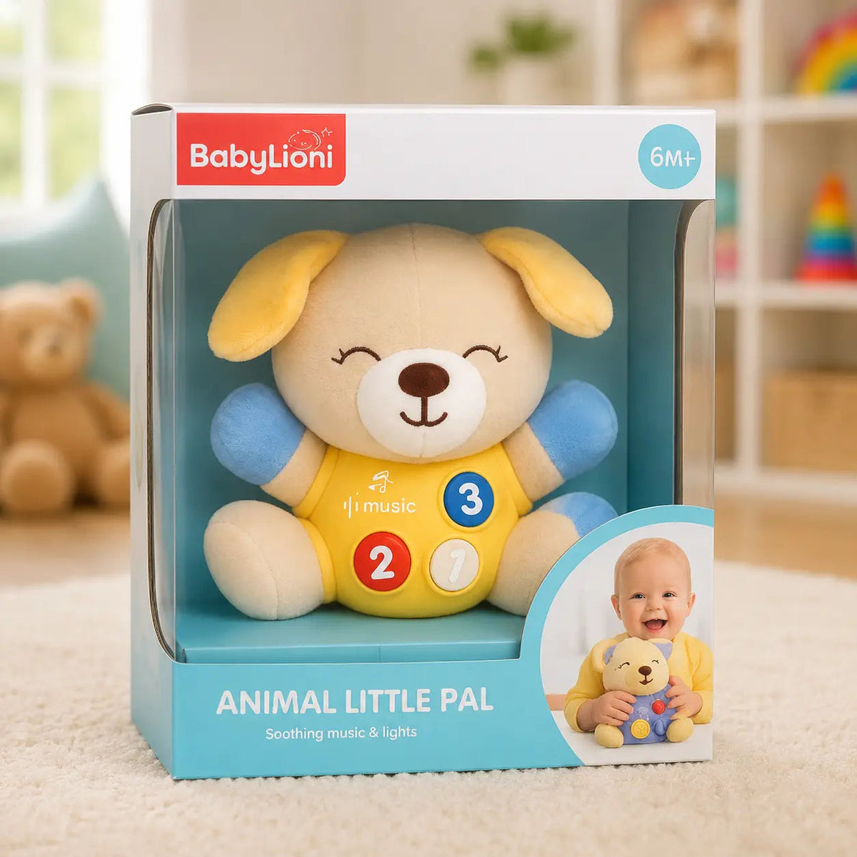 Soft bear learning toy with numbered buttons
