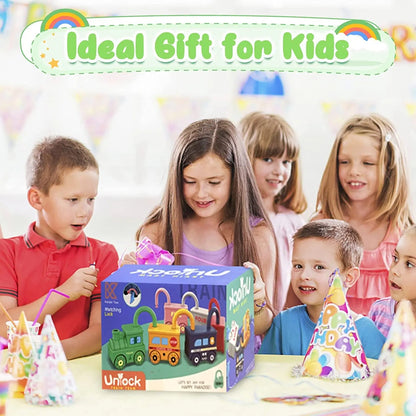 Toddler Montessori lock toy with cars and matching keys – learning playset