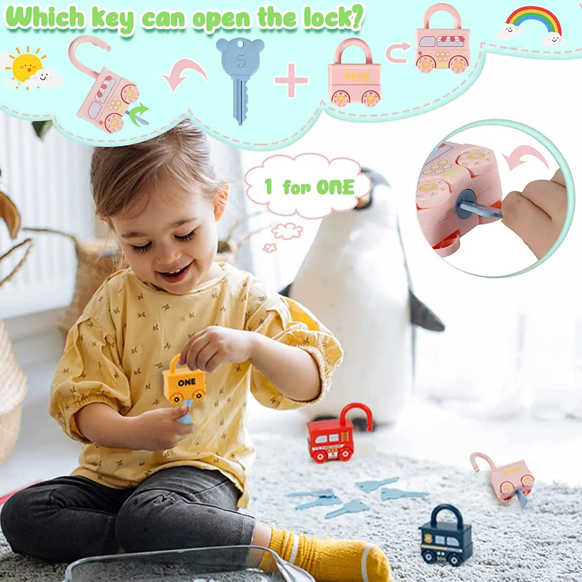 Toddler fine motor skill lock-and-key car set – ToysWalaPK