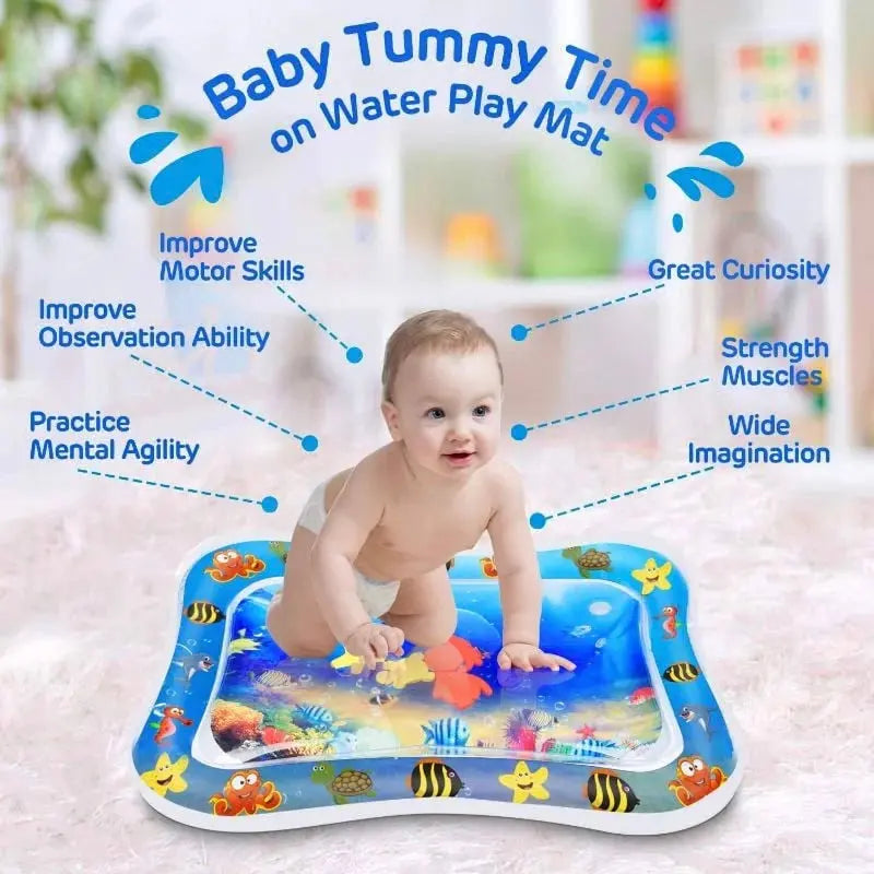 Water-filled tummy time pad for newborns with floating toys