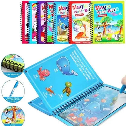 Water reveal coloring book for preschool learning