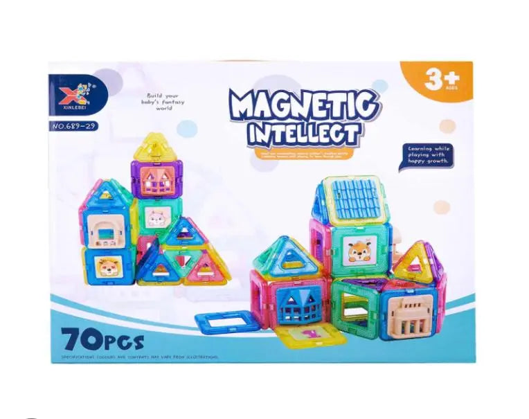 Magna Tiles Building Blocks Set – 70 Pieces Educational Magnetic Tiles ToysWalaPK