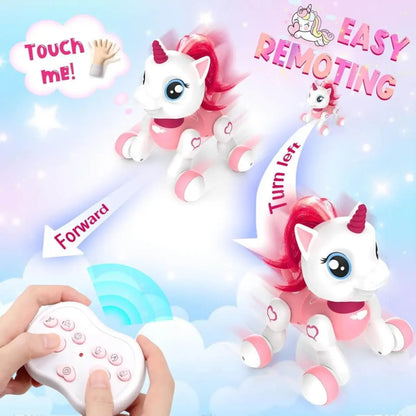 White and pink robotic unicorn toy in Pakistan