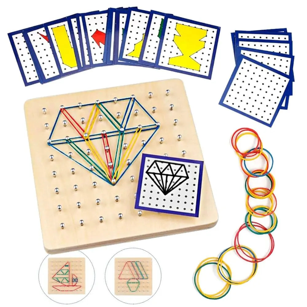 Wooden geoboard Montessori toy by ToysWalaPK