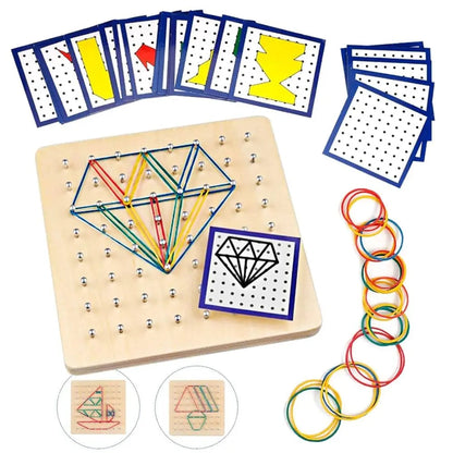 Wooden geoboard Montessori toy by ToysWalaPK
