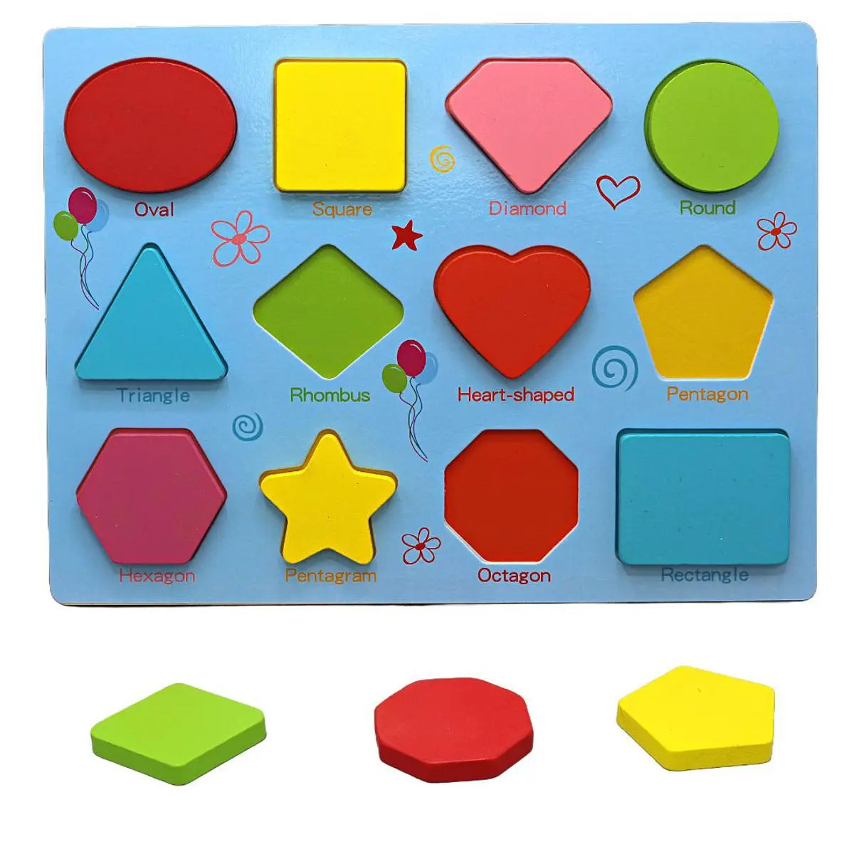 Wooden geometric shape puzzle for early learning