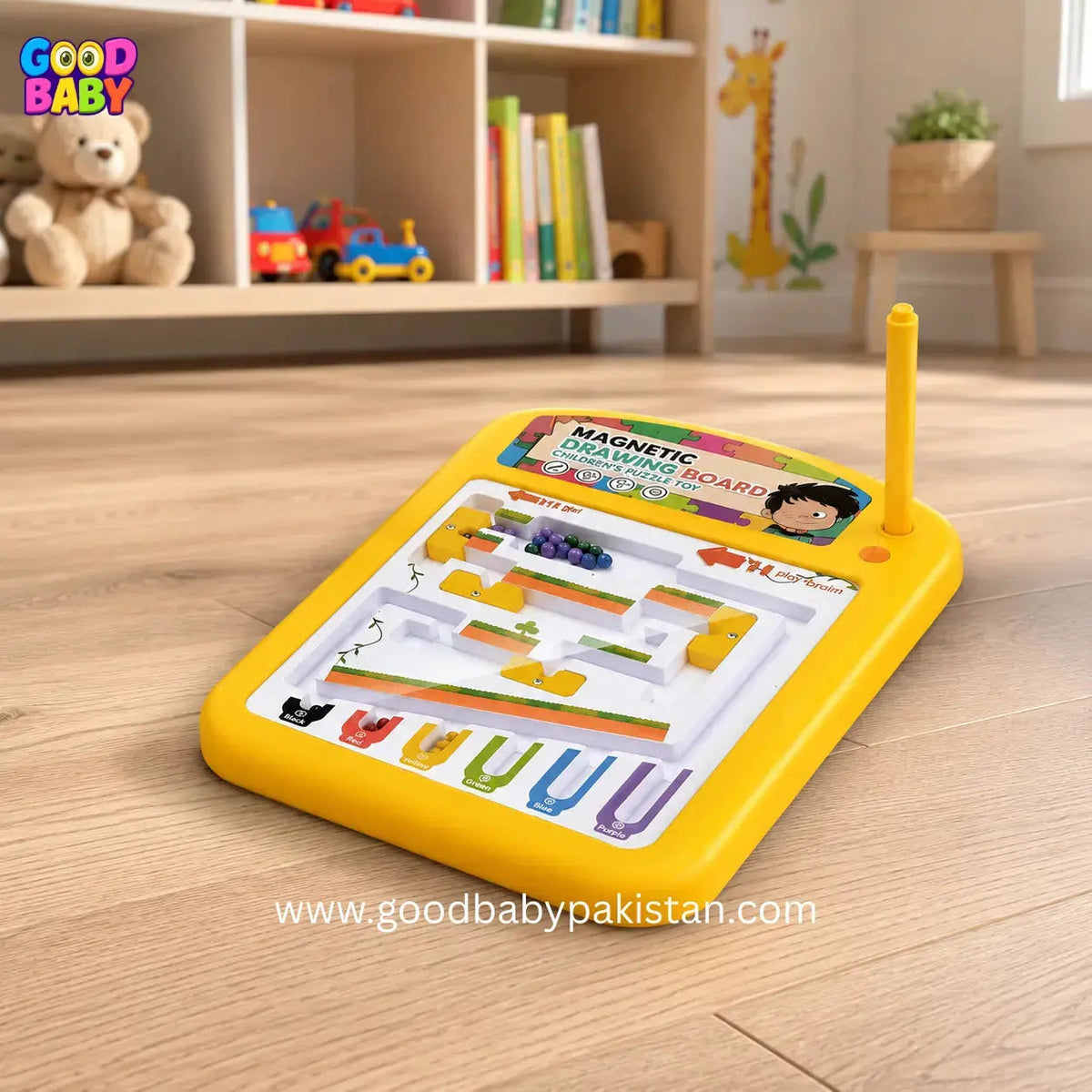 Yellow magnetic bead drawing board with magnetic pen