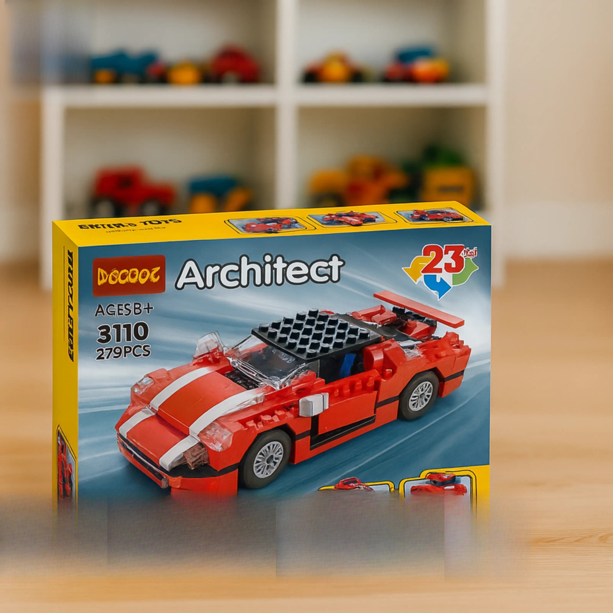 23-in-1 Red Super Speedster building blocks set for kids 8+, featuring a red race car made with 278 Lego-style pieces – ToysWalaPK
