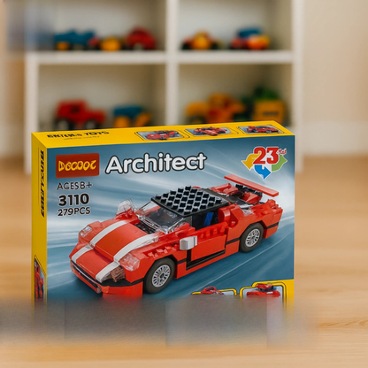 23-in-1 Red Super Speedster building blocks set for kids 8+, featuring a red race car made with 278 Lego-style pieces – ToysWalaPK