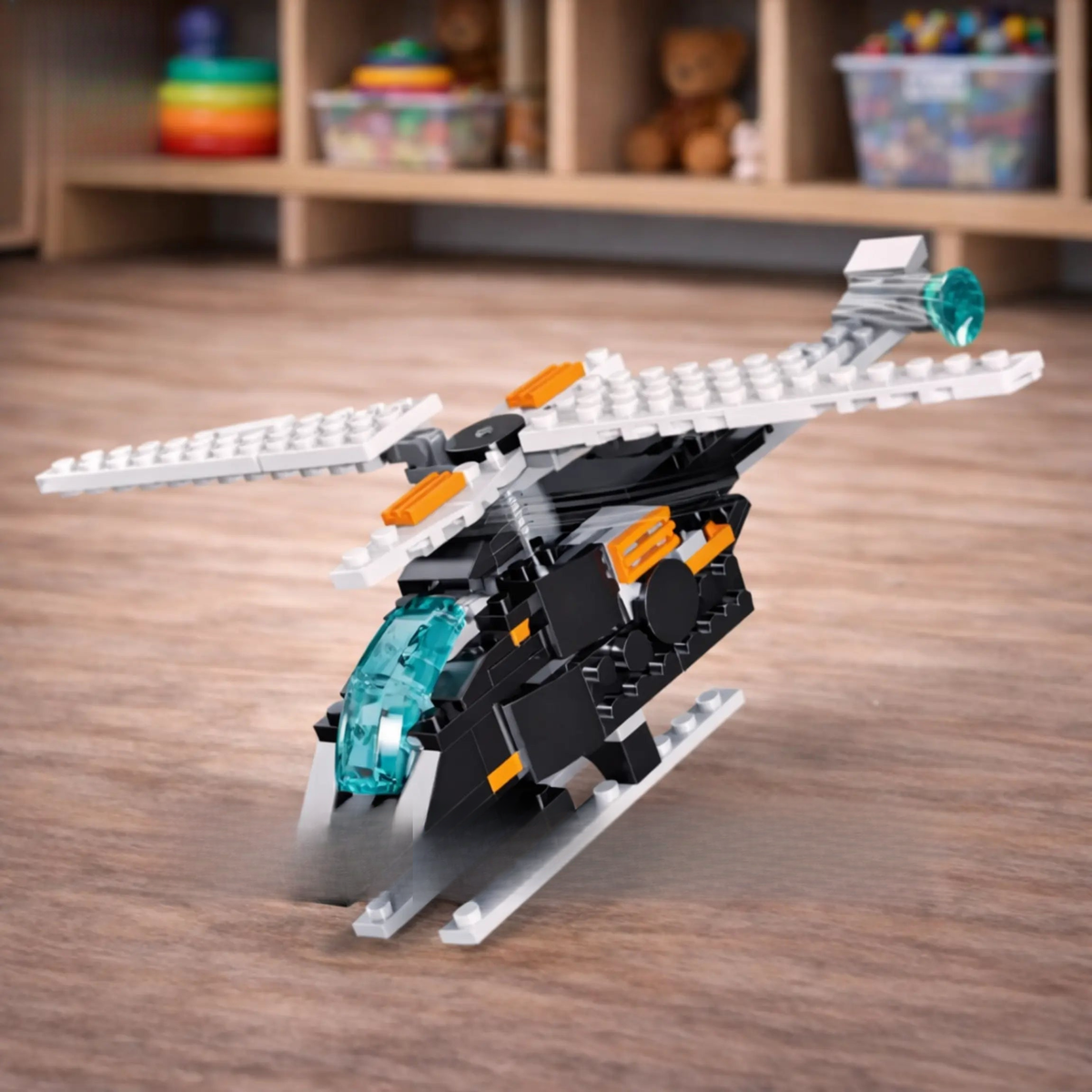 Kids helicopter brick construction toy educational set