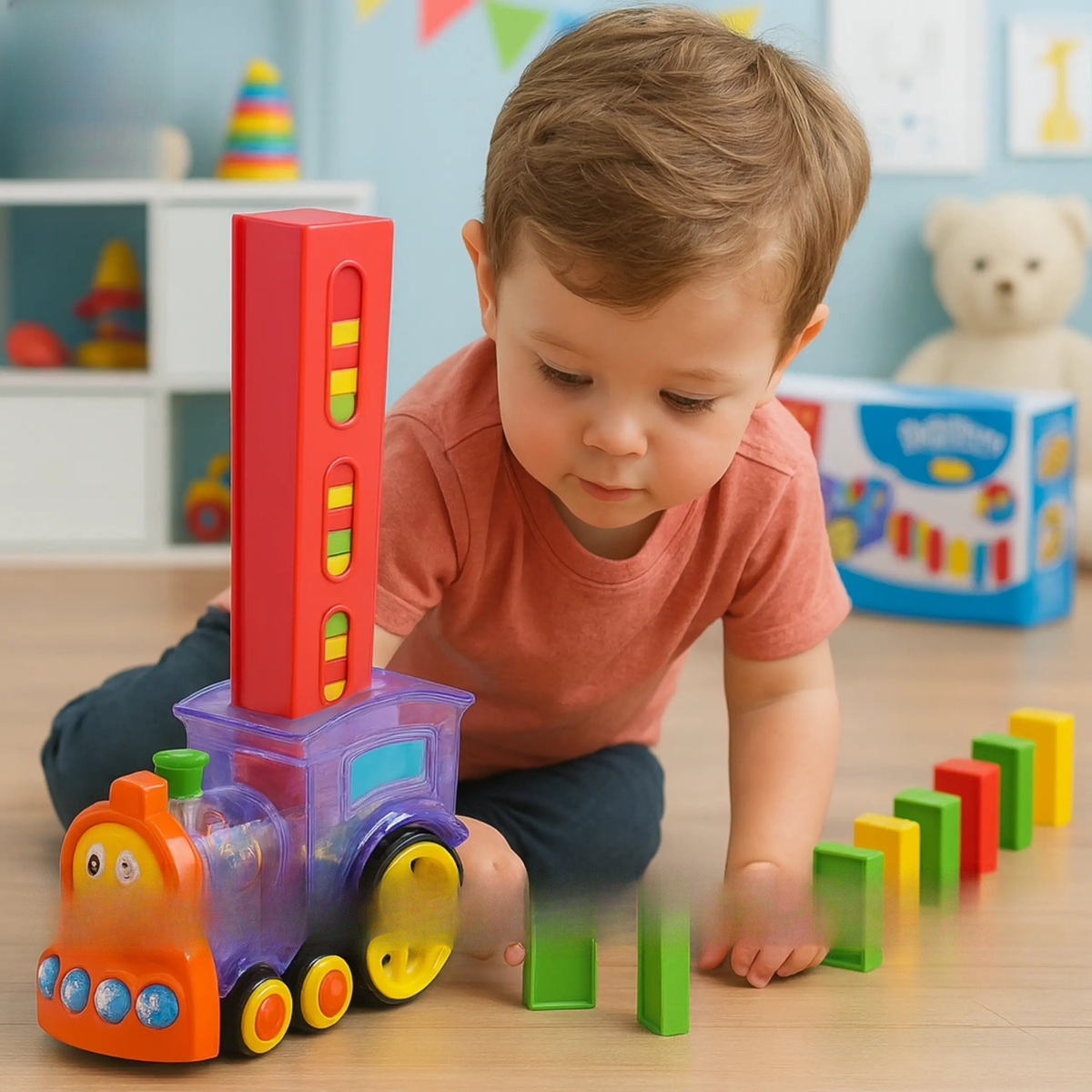 ToysWalaPK Automatic Domino Train Set – Electric Domino Laying Toy for Kids Pakistan
