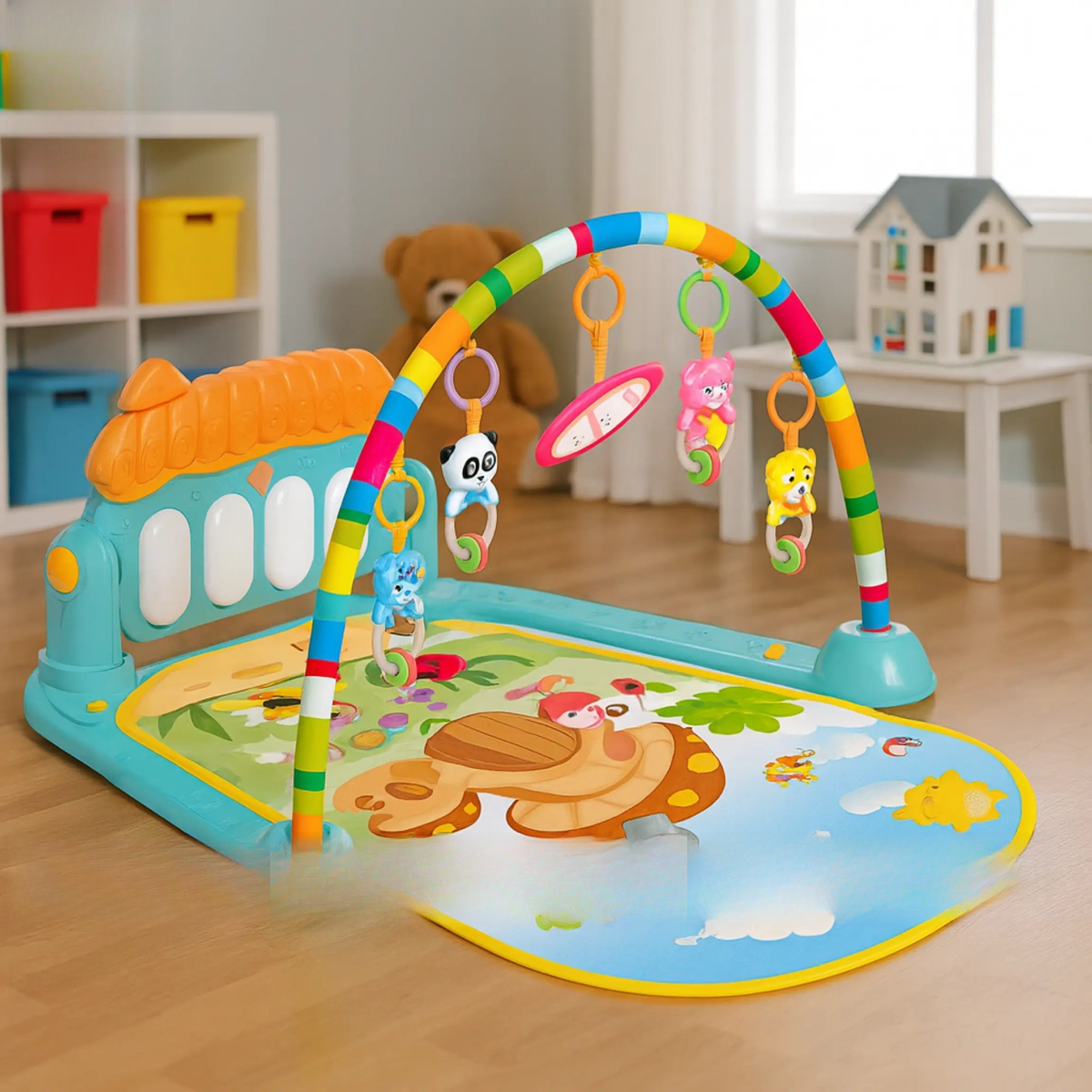 Colorful newborn activity playmat with arches and toys – ToysWalaPK