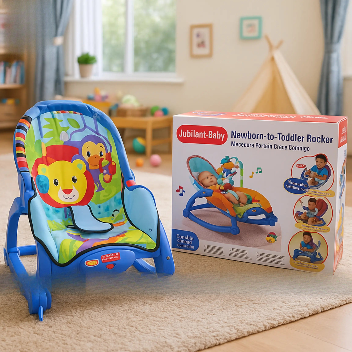 Baby Rocking Chair with Vibrations and Toy Bar for Infants – ToysWalaPK