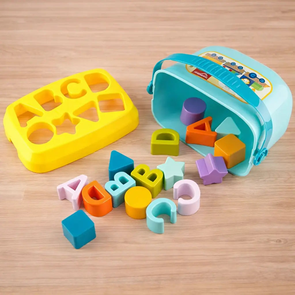 baby educational blocks toy with bucket
