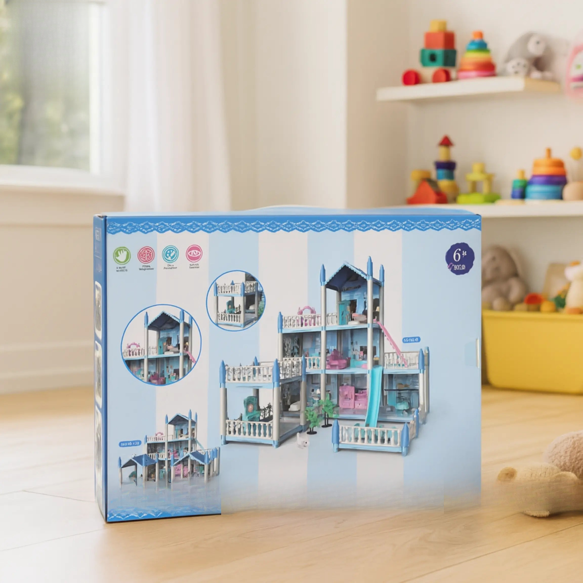 Large Blue Multi-Storey Dream House Toy for Girls – ToysWalaPK