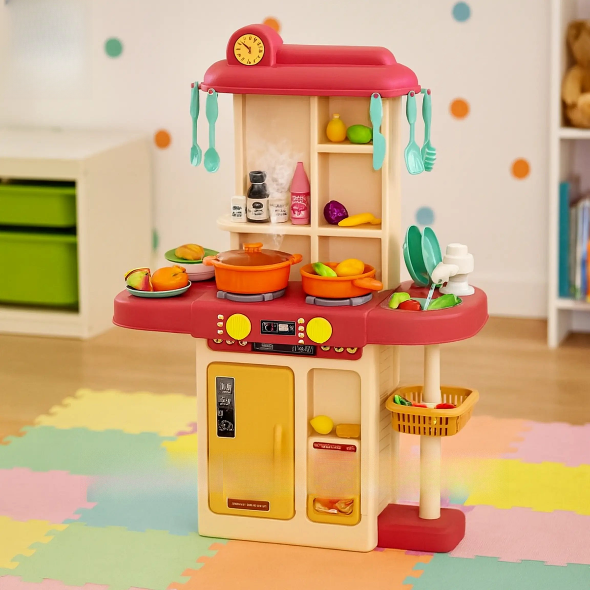 Cooking Time 46 PCS kids kitchen playset with stove and utensils – ToysWalaPK