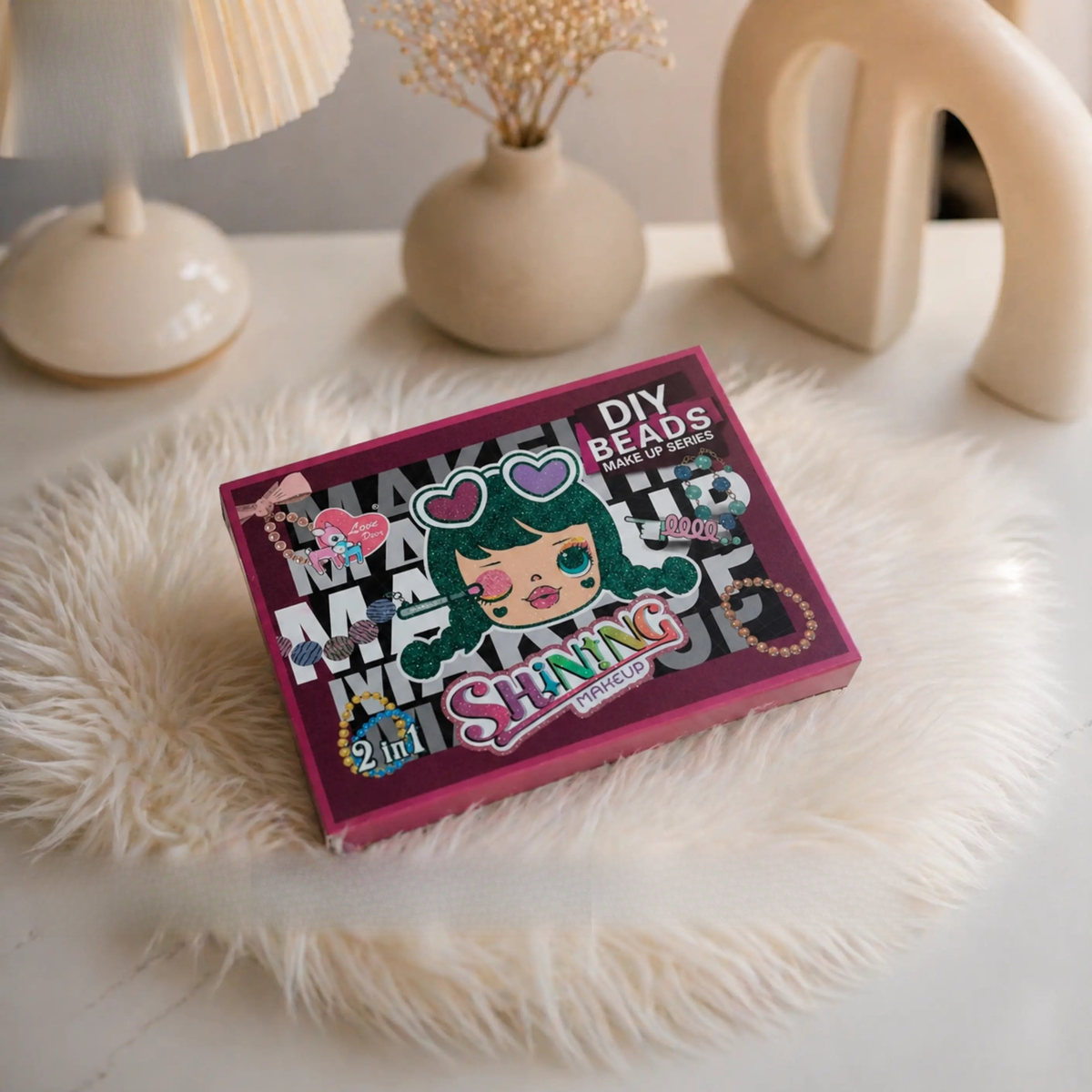 realistic makeup kit for kids with beads set