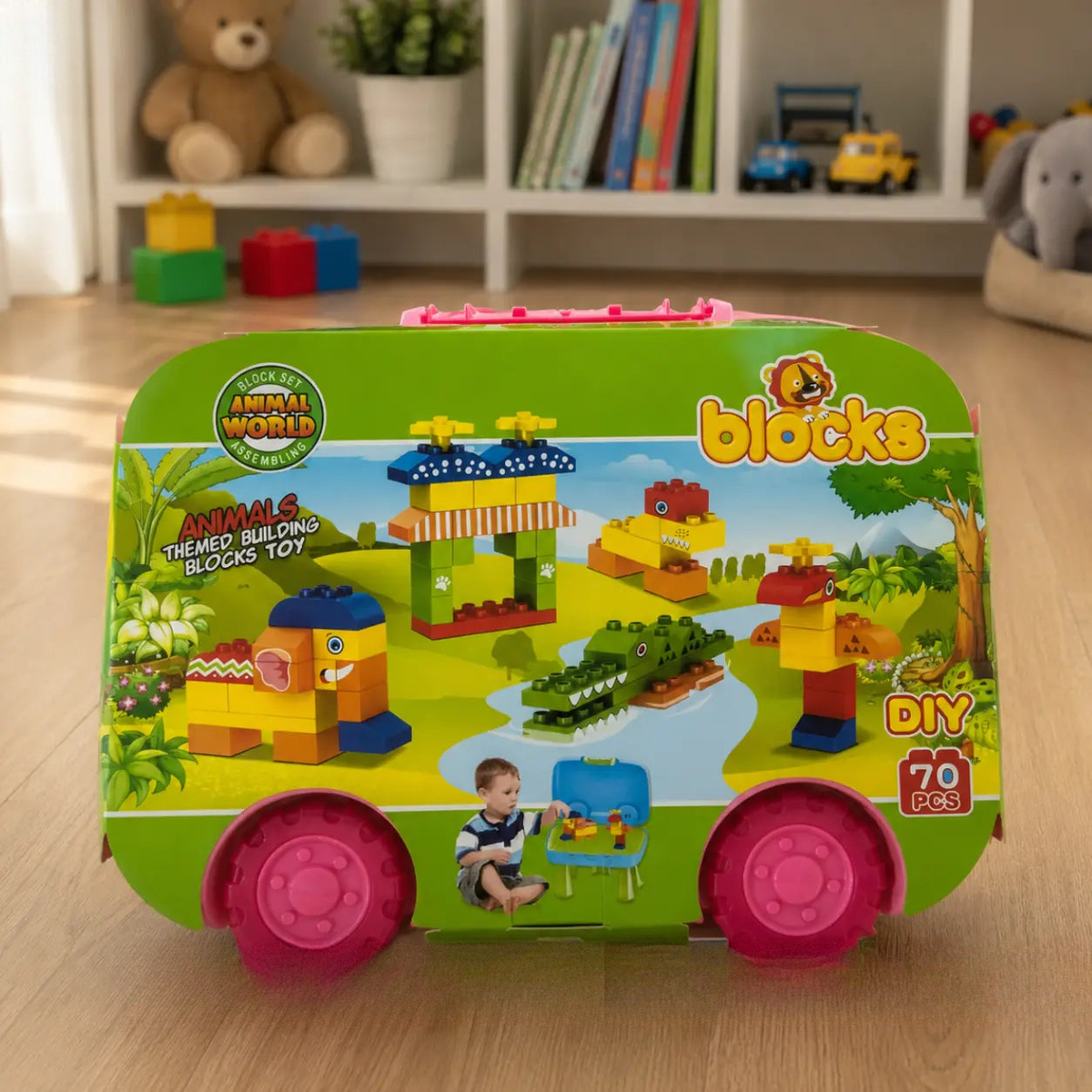 DIY Briefcase Blocks Table Set for Kids