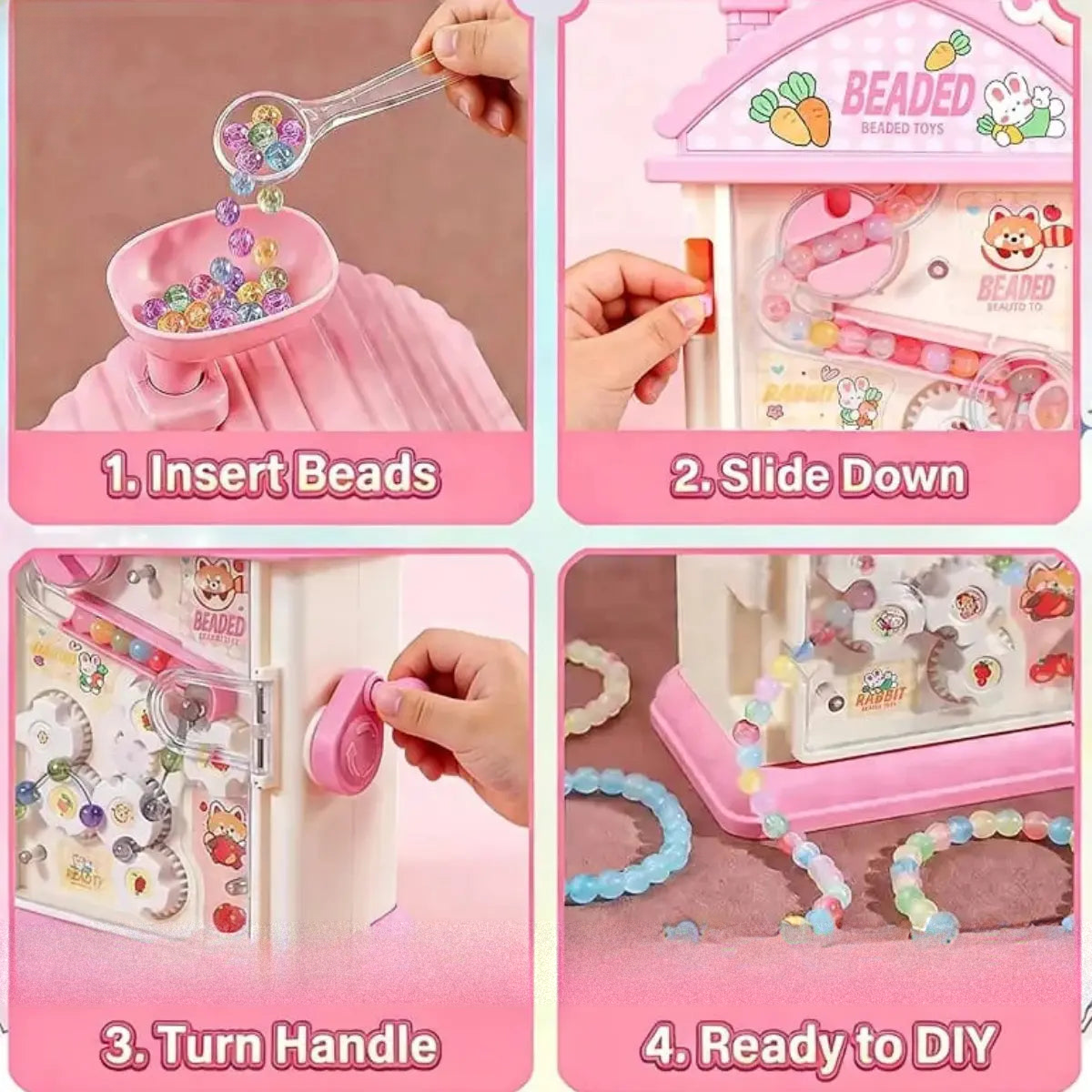 Pink jewelry making machine toy for children