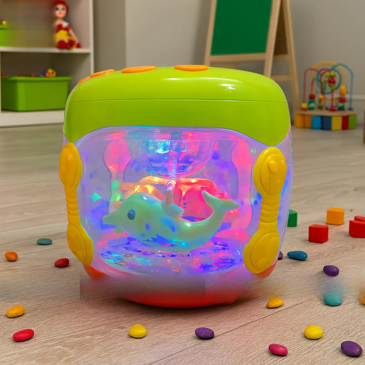 Colorful fish drum toy for toddlers – playful percussion instrument