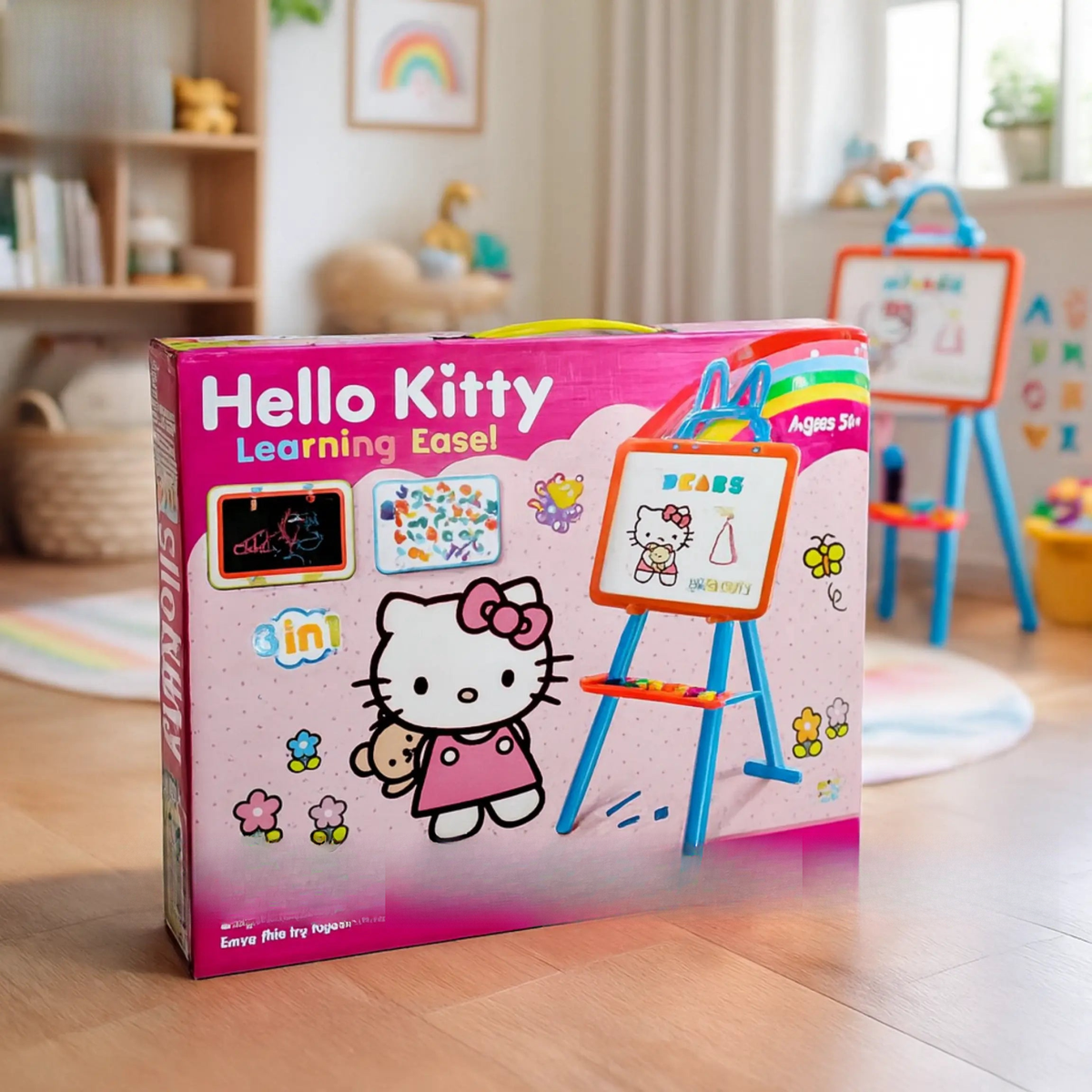 Hello Kitty 3-in-1 magnetic whiteboard and chalkboard learning easel – ToysWalaPK