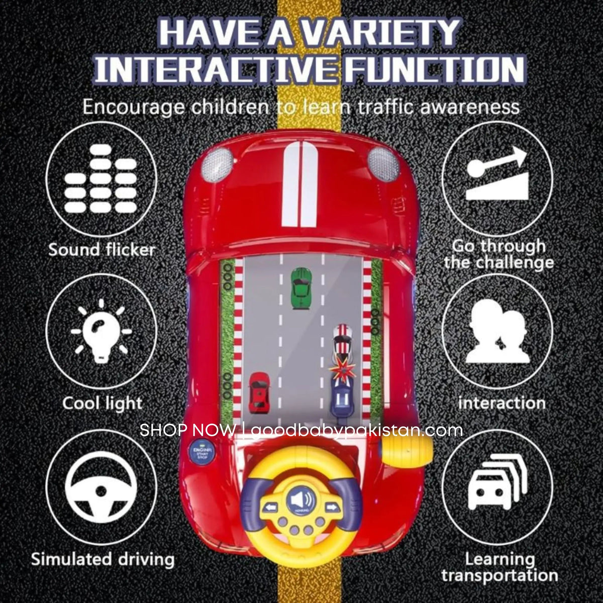 interactive steering wheel car toy Pakistan