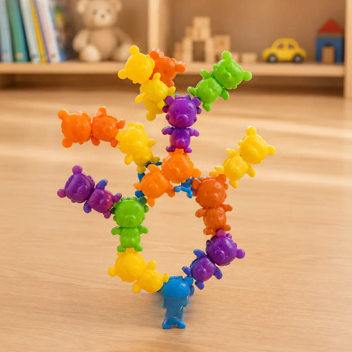 Colourful interlocking puzzle pieces for creative play