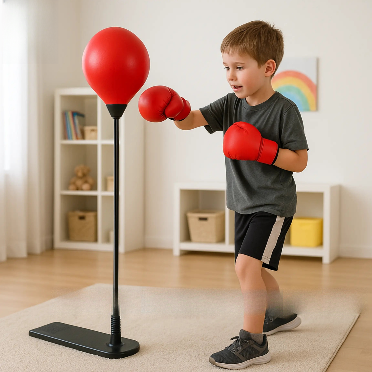Kids Boxing Punching Bag Set with Gloves & Adjustable Stand ToysWalaPK