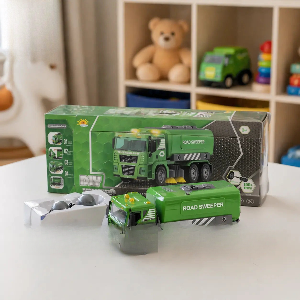 DIY assembly road sweeper toy truck set