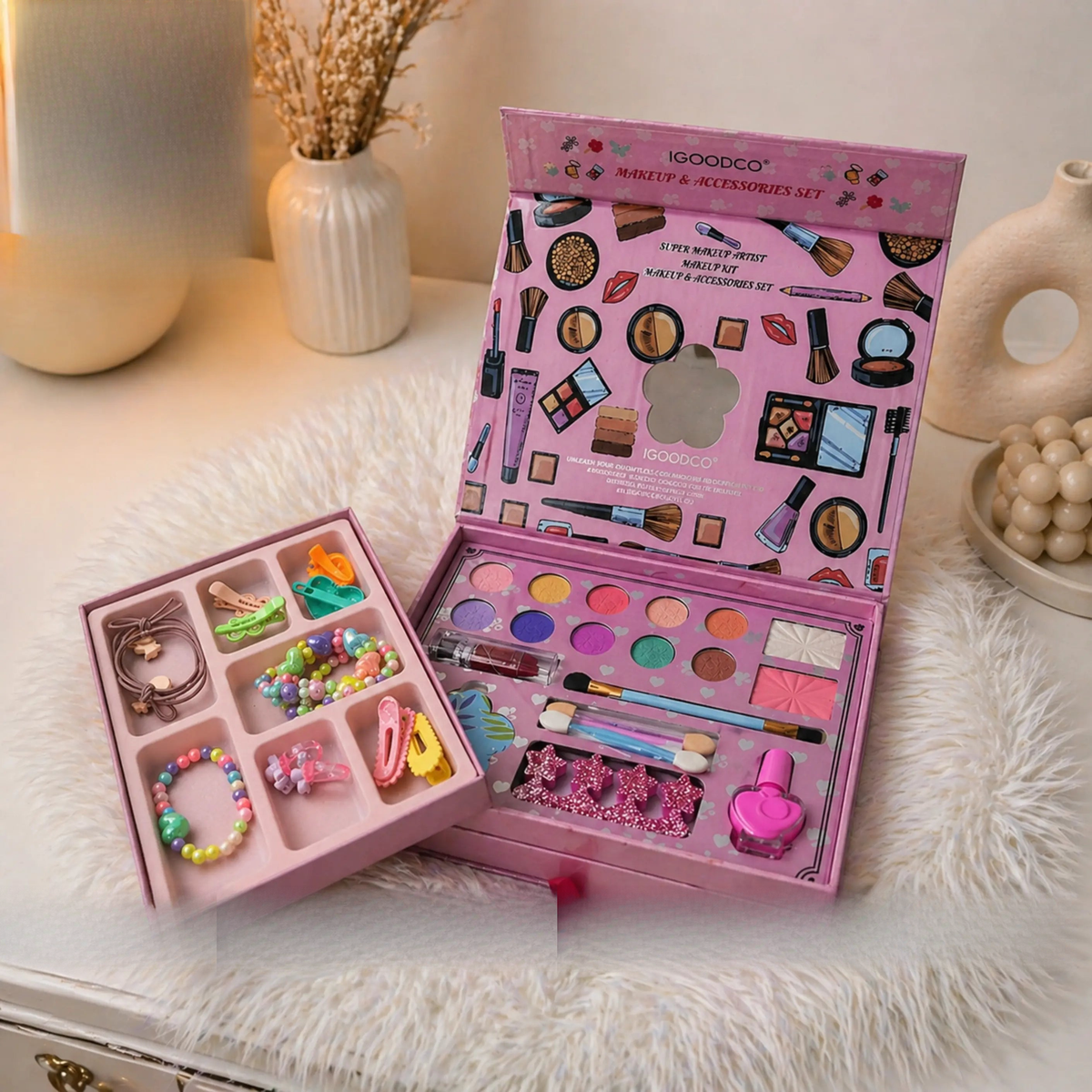 girls pretend play makeup toy set with accessories
