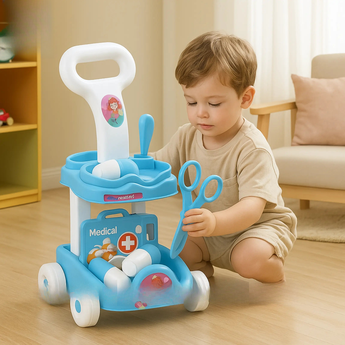 Kids medical trolley set with doctor tools and accessories – ToysWalaPK
