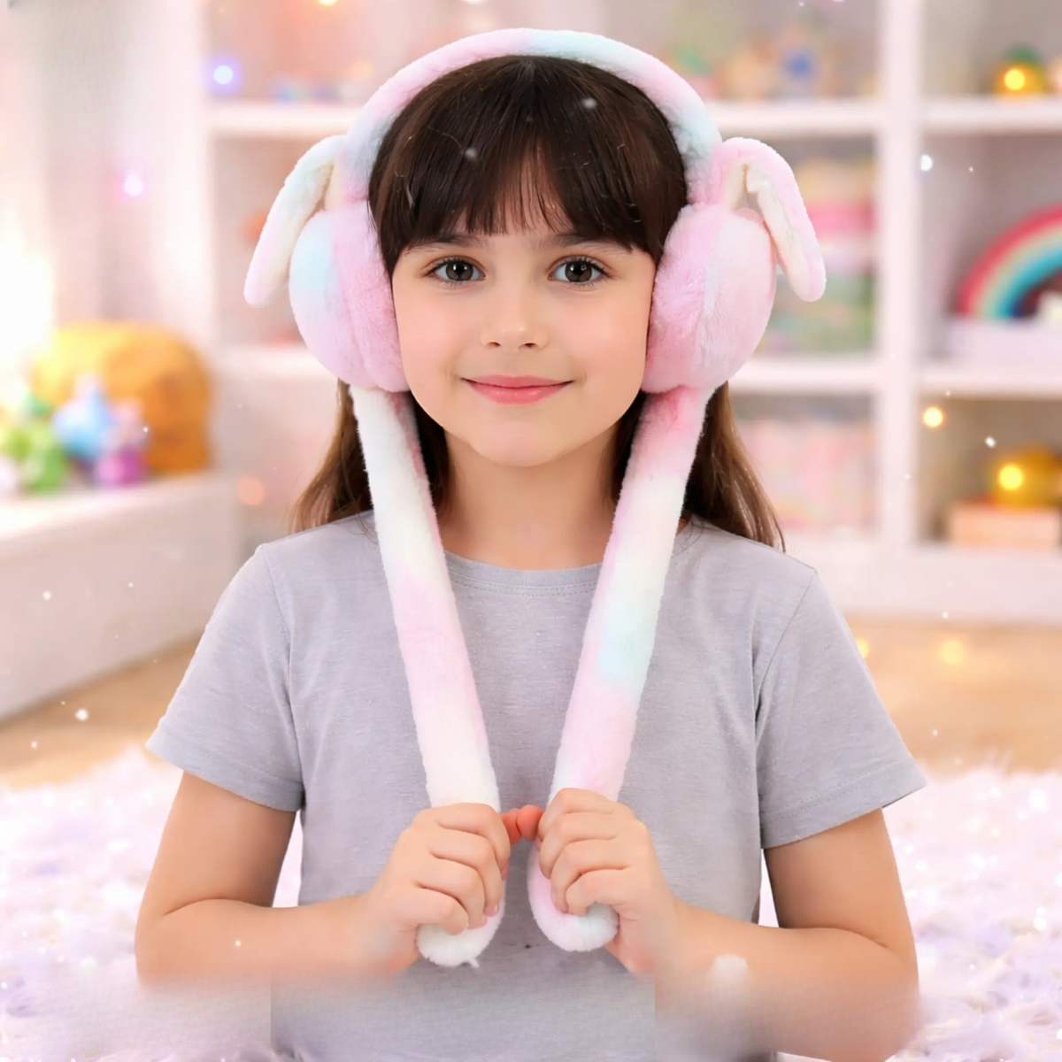 kids plush bunny earmuffs winter ear warmers for children