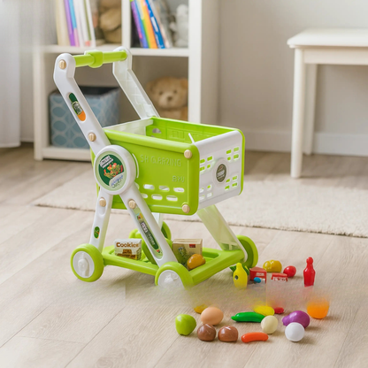 Kids push shopping cart play toy with grocery items – ToysWalaPK