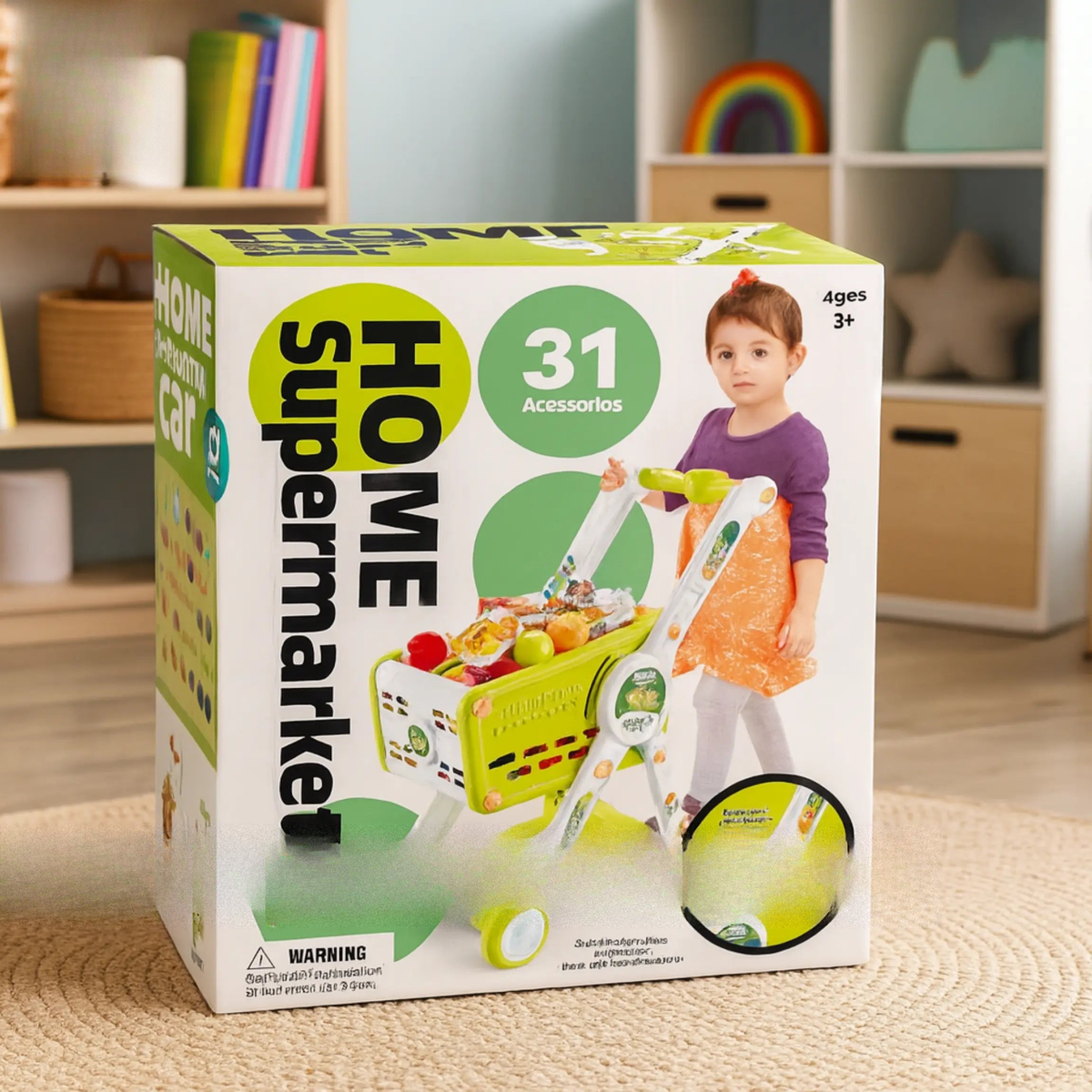 Children’s shopping trolley with fruits, veggies, and play food – ToysWalaPK