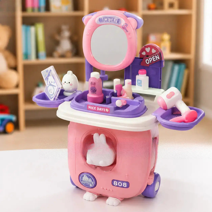 Kids vanity makeup play set with mirror and accessories