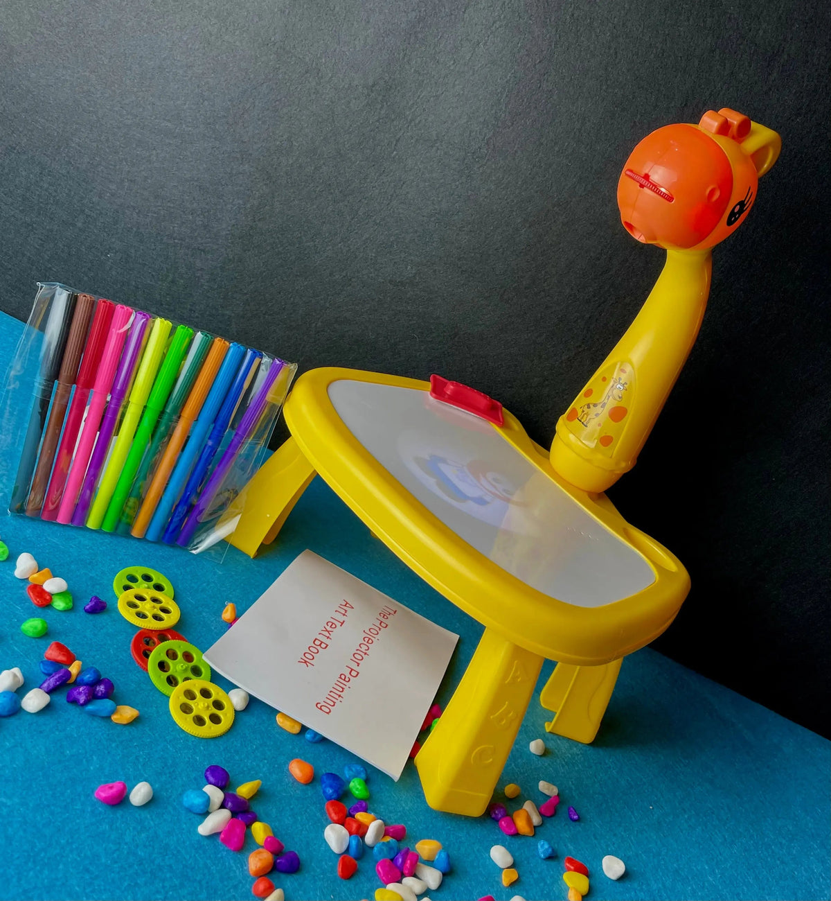 kids projector drawing desk with giraffe design for learning and art