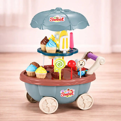 kids sweet shop toy trolley with umbrella and wheels