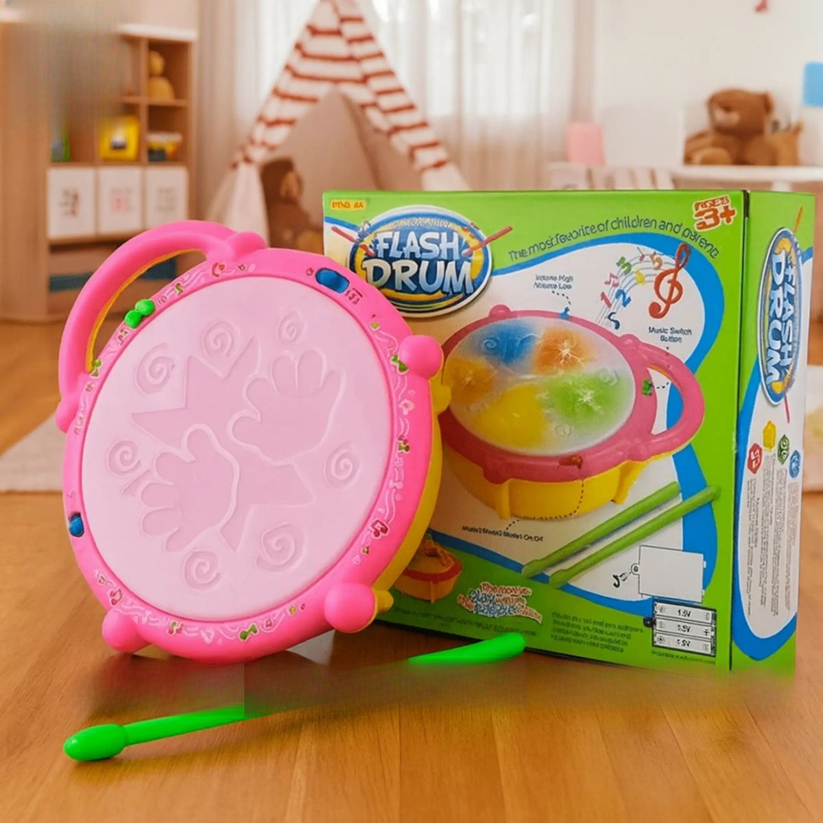 ToysWalaPK interactive musical flash drum with sticks