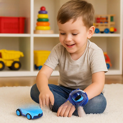 Blue Mini RC Car with Wrist Watch Remote Control – Kids Rechargeable Racing Toy