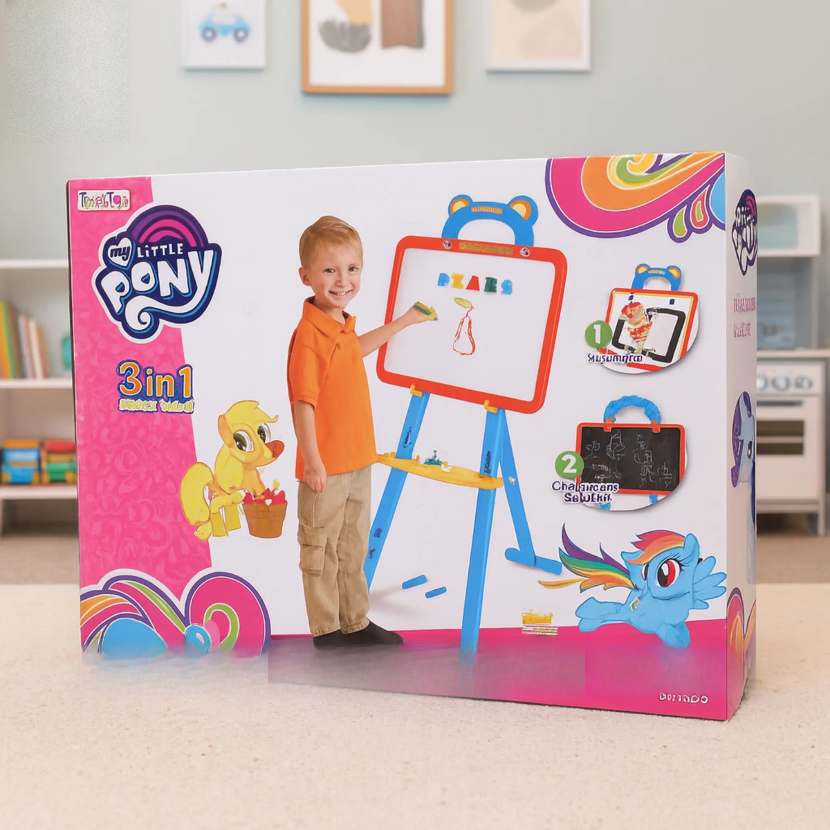 Kids magnetic whiteboard and chalkboard easel with letters – ToysWalaPK