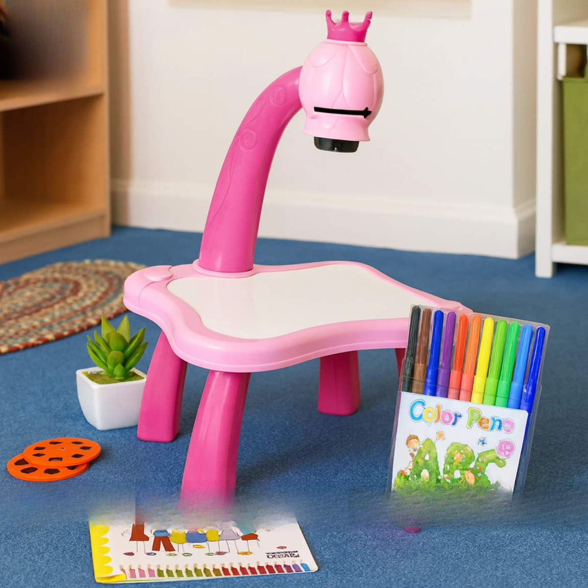 giraffe style projector desk pink for kids by ToysWalaPK
