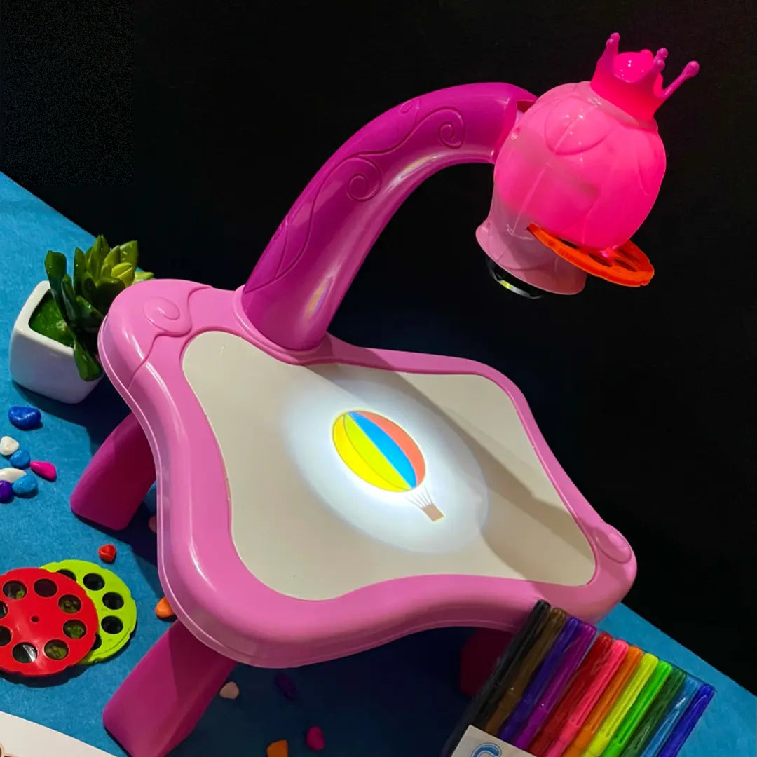 pink giraffe projector drawing desk for children learning and art