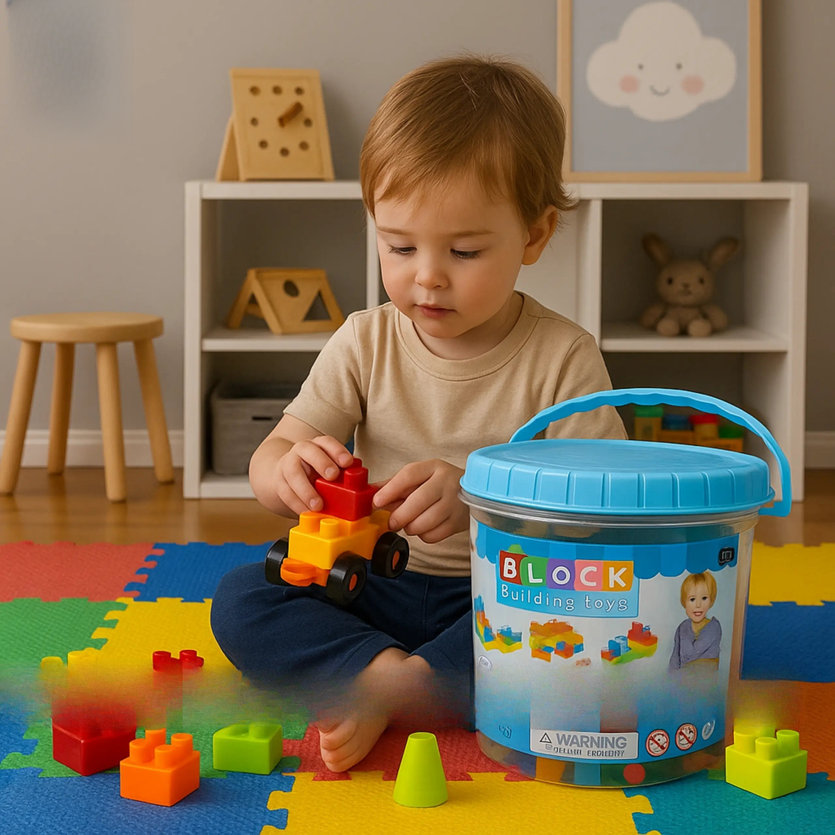 ToysWalaPK Building Blocks Train Set – 55 PCS Colorful Construction Toy for Kids in Pakistan