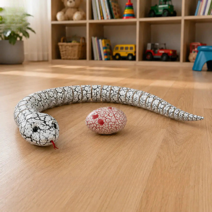 RC snake toy with black and white crack pattern