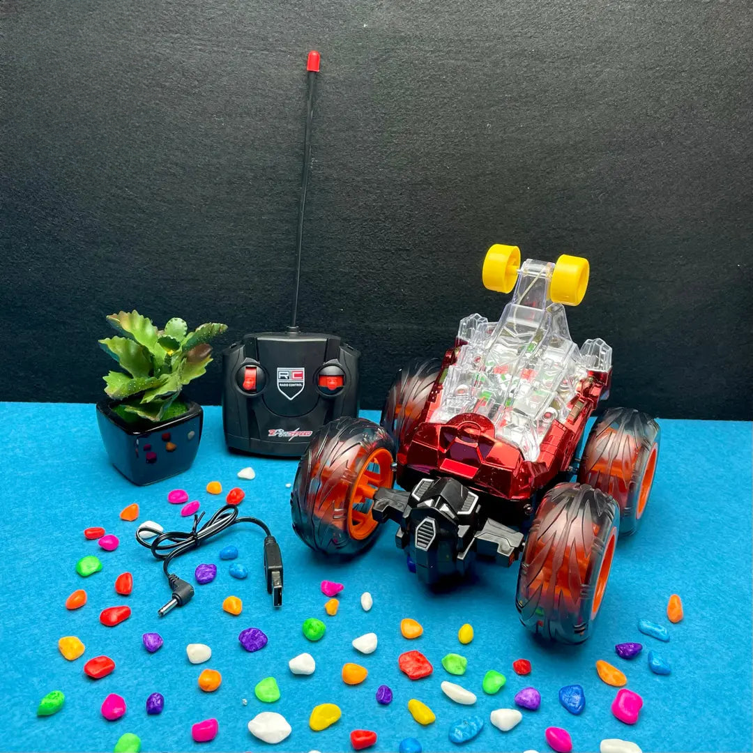Kids RC stunt car spinning and flipping