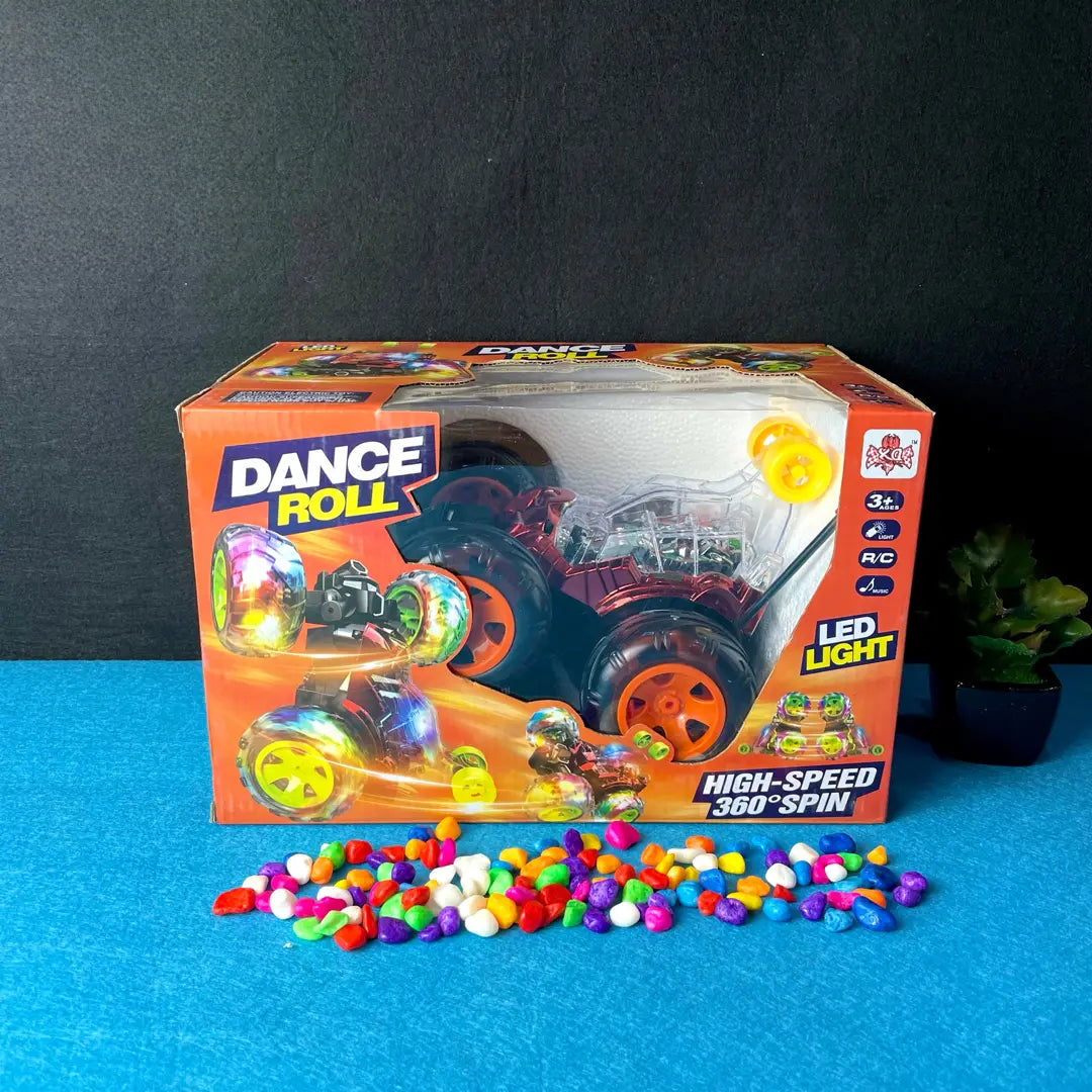 Remote control double-sided stunt car driving on floor