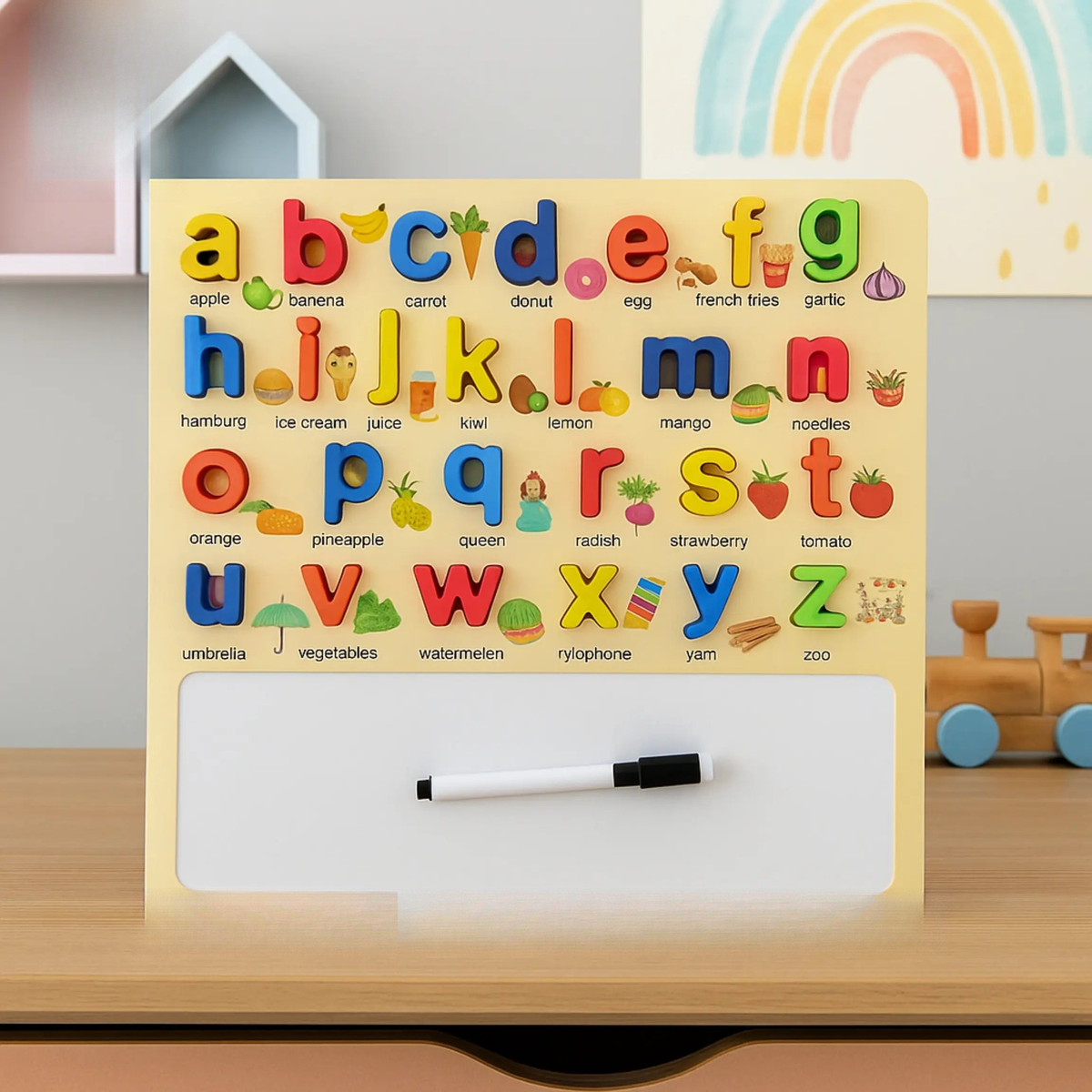 Wooden ABC Alphabet Puzzle – Montessori Learning Toy ToysWalaPK